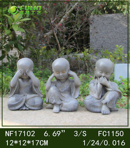 12.8" Antique Style Polyresin <strong>Monk</strong> Statue Eco-Friendly Waterproof Handmade Weather Resistant 'See No Evil' <strong>Monk</strong> Figurine - Product Image 5