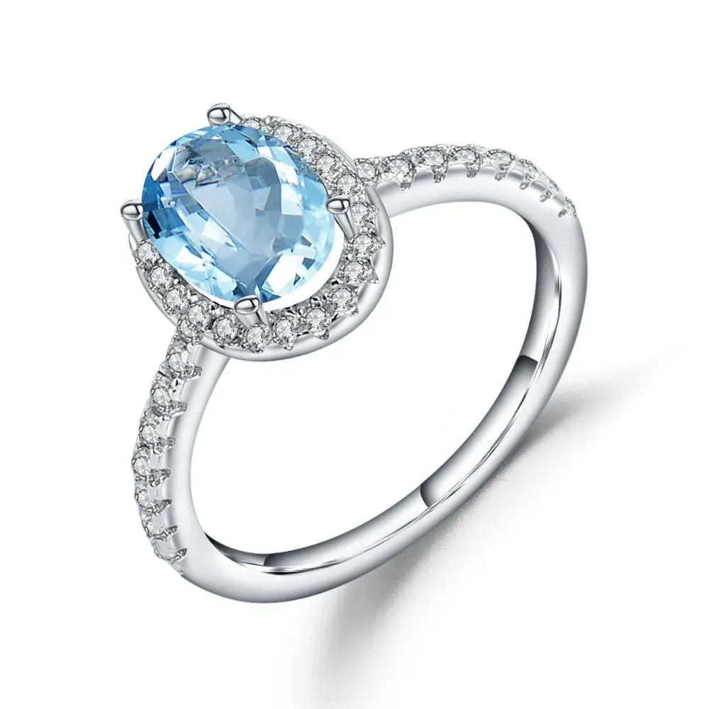 Оплетка Овальный натуральный голубой топаз Серебро 925 пробы драгоценный камень Обручальные кольца для женщин ювелирные изделия