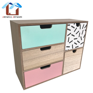 Scatola Portaoggetti in Legno con 5 Cassetti/ Organizzatore da <span class=keywords><strong>Scrivania</strong></span> per <span class=keywords><strong>Cancelleria</strong></span>/ Mini Cassettiera per Decorazione Casa - Product Image 3