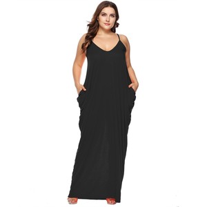Taglie forti donna estate Sexy cavezza profonda V scollata spiaggia abito Casual con tasca - Product Image 5
