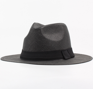 Bob unisexe en paille unie, <span class=keywords><strong>Chapeau</strong></span> fédora, coiffe de plage, soleil, Panama, couvre-chef pour femmes et hommes, décontracté, visière, collection été - Product Image 2