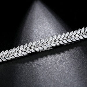LUOTEEMI Vintage Marquise Cut Top Grade <strong>Cubic</strong> <strong>Zirconia</strong> CZ Crystal Leaf <strong>Tennis</strong> Allure Women Elegant Wedding Jewelry <strong>Bracelets</strong> - Product Image 5