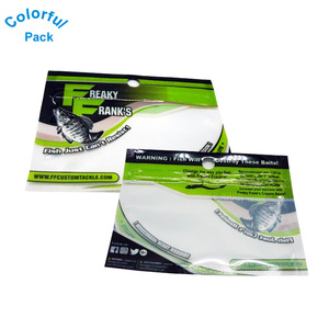 Customized printed resealable transparent soft plastic fishing bait packaging bag fishing lure with zip lock
