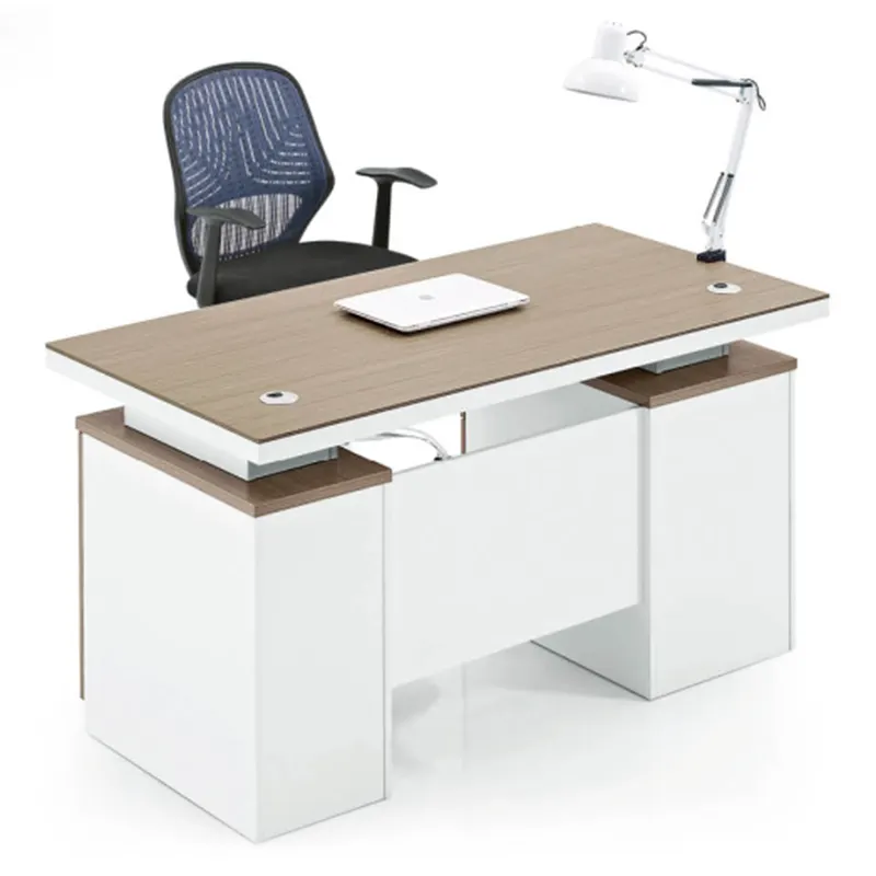 Mesa de oficina de diseño Simple, escritorio de ordenador de escritorio con gabinete y cajón DF9604