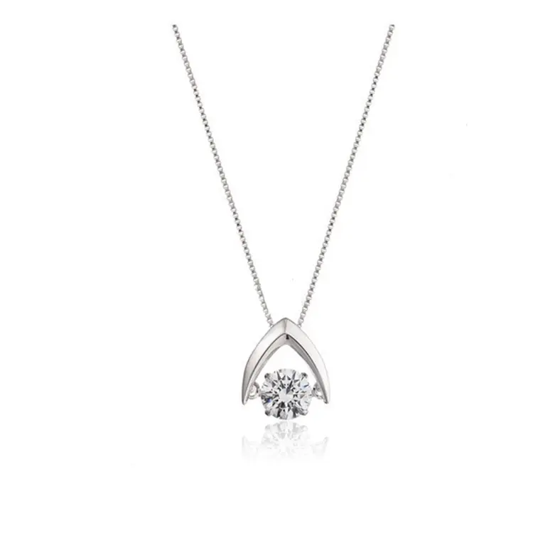 Collar sencillo de circonia cúbica, collar de plata 925 con diamantes de baile