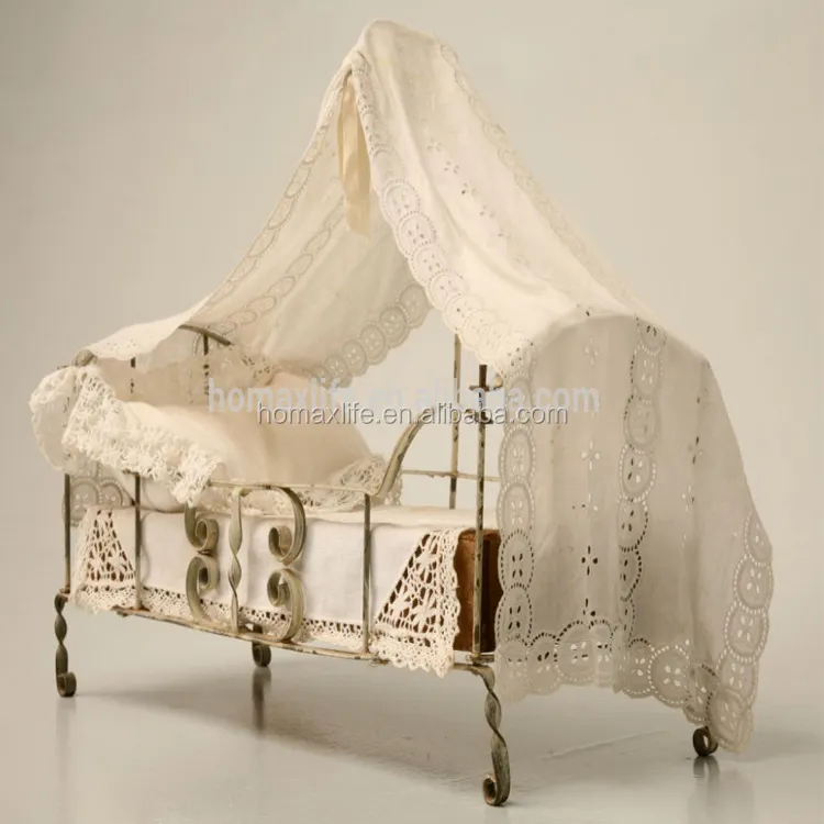 new design fashionable antique style bedroom furniture metal canopy doll bed