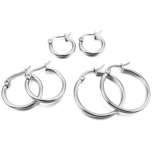 보통 스테인리스 디자인된 매우 얇은 굴렁쇠 귀걸이 - Product Image 3
