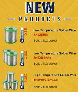 Nhiệt Độ thấp Hàn Dây Sn42Bi57Ag1 Điểm Nóng Chảy 139 Độ Chì Miễn Phí Rắn Hàn Dây Tin Bismuth Bạc Hợp Kim Dia 0.5mm - Product Image 3