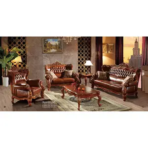 Antique Cherry Color Living Room Furniture, Arabian style fabric sofa