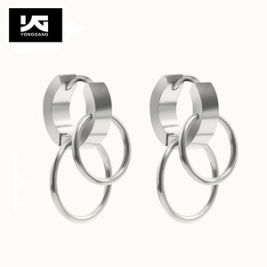 Boucles d'oreilles <span class=keywords><strong>Double</strong></span> cercles en acier inoxydable, pour femmes, accessoires de mode, idée cadeau, vente en gros - Product Image 3