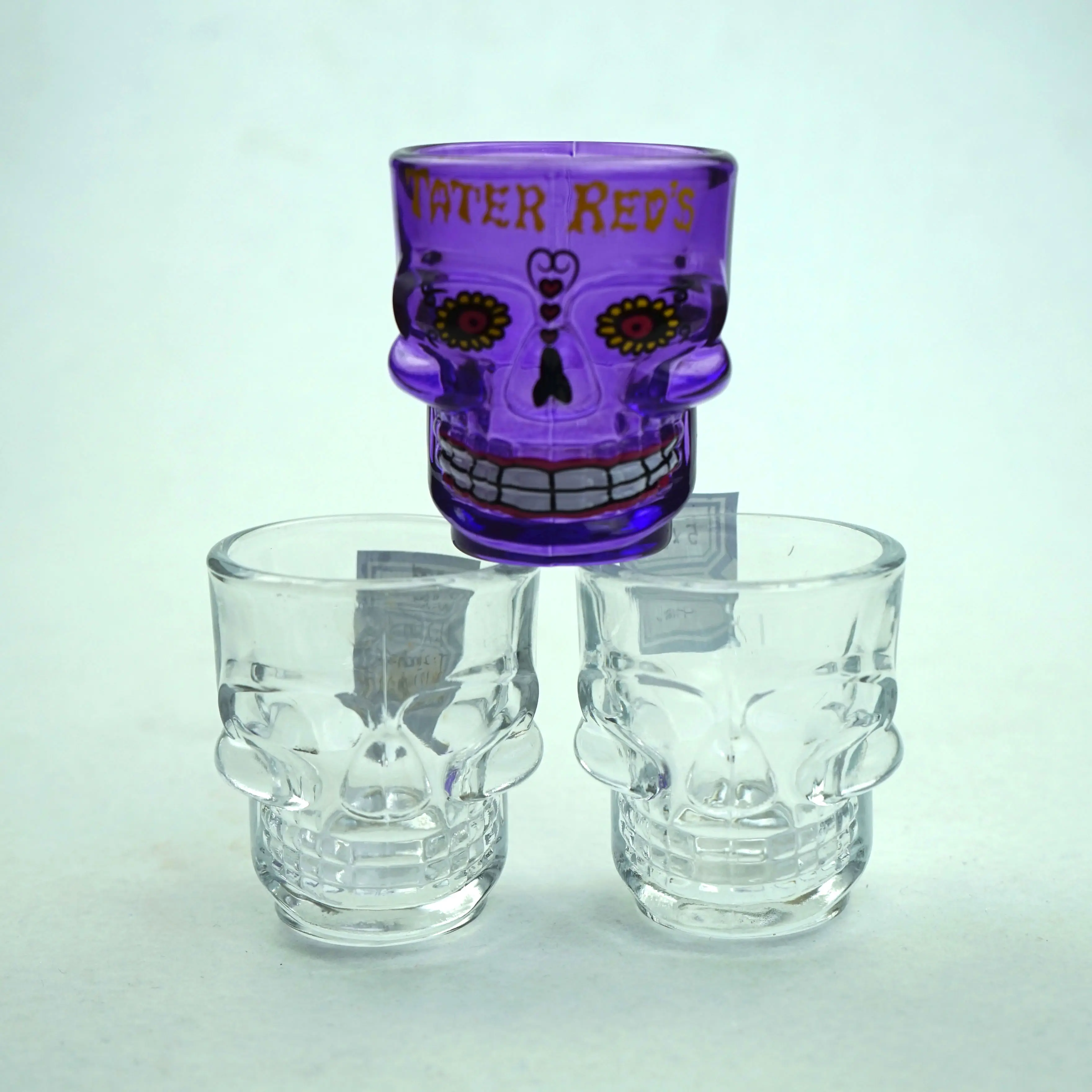 Commercio all'ingrosso unico trasparente Halloween creativo cristallo Brandy Vodka whisky personalizzato testa di teschio shot glass cup