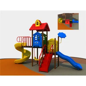 CE EN1176纸箱房屋主题小型儿童婴儿儿童塑料户外游乐场设备秋千滑梯出售