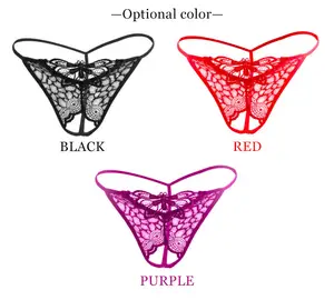 Transparent panties all nylon / cotton strings Lace mesh yarn butterfly lace ladies sexy underwear