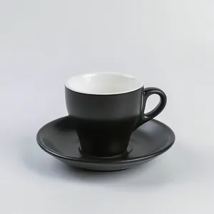 Custom Logo Modern Design White Porcelain Tea Espresso Cup With Saucer