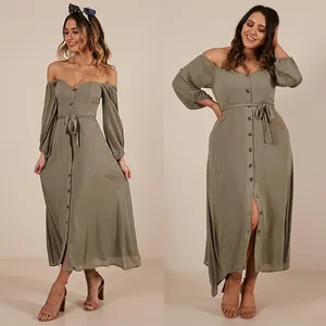 2019 Neuheiten Damen Off Shoulder Maxi kleid Plus Size Damen bekleidung Übergroßes Kleid