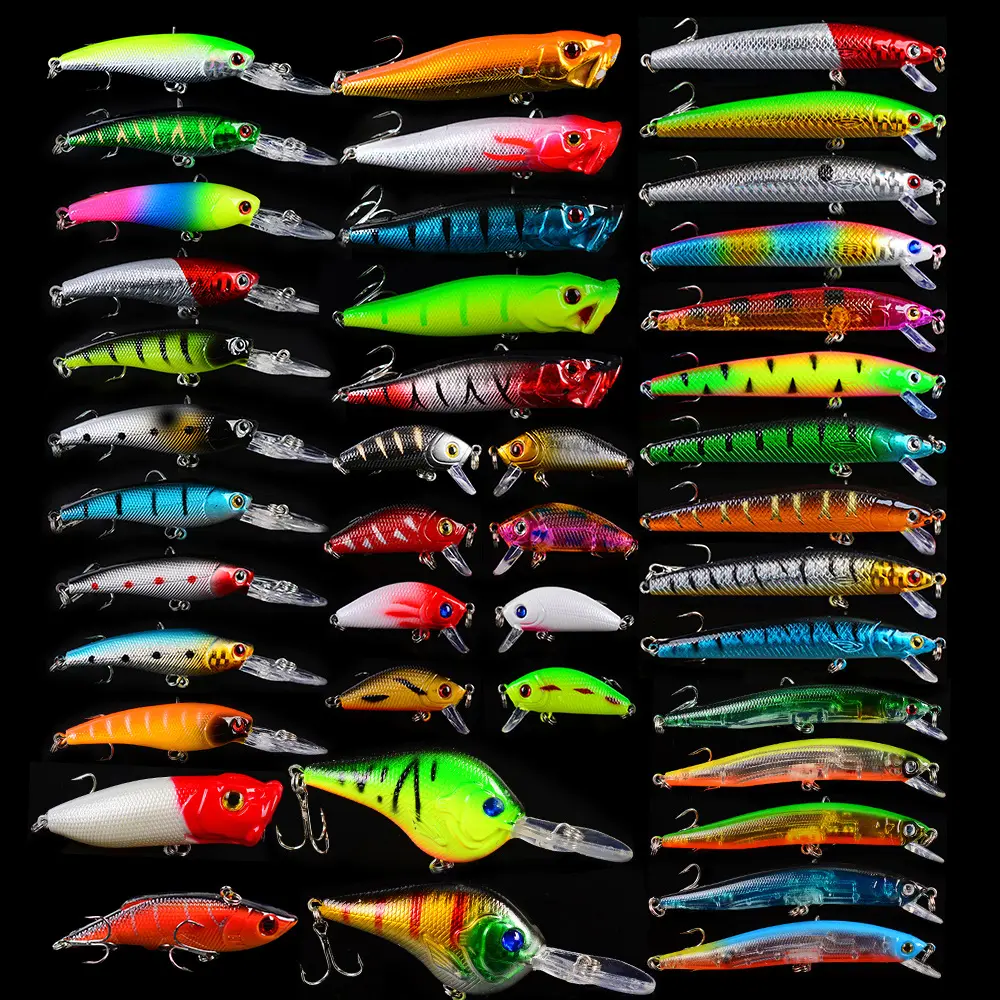 Pesca nuovo Kit lago fiume caldo 42 pz/lotto pesca mista 8 modelli affrontare 42 colori Minnow manovella esche Popper Mix Bait