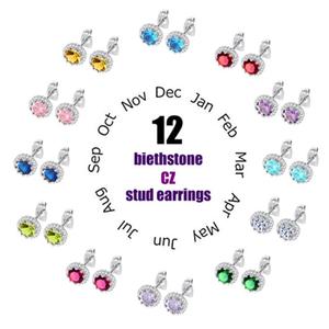 Orecchini classici con pietra di nascita da donna abbagliano zirconi cubici 12 mesi alla moda giorno nascita <span class=keywords><strong>gioielli</strong></span> regalo per ragazza DE600 - Product Image 1