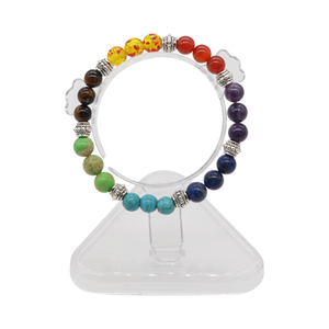 Bijoux de Yoga en pierres précieuses des <span class=keywords><strong>7</strong></span> <span class=keywords><strong>chakras</strong></span>, perles rondes de 8MM, <span class=keywords><strong>Bracelet</strong></span> extensible, bijoux de guérison pour dames - Product Image 3