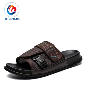 De la chine importation noir complet personnalisé fait à la main hommes vente entière chevet toboggan sandale paresseux pantoufle - Product Image 2