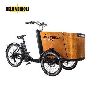Sepeda Roda Tiga Skuter Penumpang Elektrik, Muatan Depan Keluarga CE Bakfiet