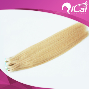 100 gramos/40pcs Tape in Pelo Humano Extensiones 18" color rubio 100% Remy Recto Adhesive Cabello Extension - Product Image 1