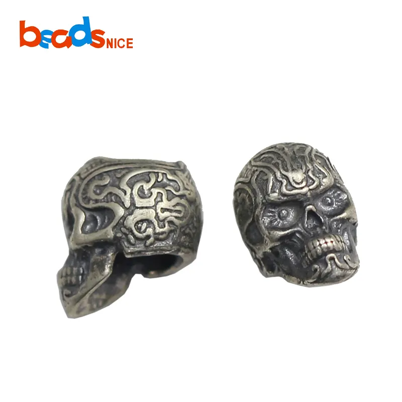 Beadsnice-Cuentas de calavera de Metal para pulsera, de plata tailandesa, Dijes, Joyería hecha a mano 38435 38394 38393