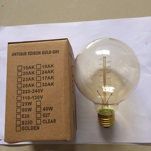 CE RoHS al por mayor Clásico de La Vendimia G80 Globo Redondo De Vidrio Ámbar Bombilla de Edison <span class=keywords><strong>40</strong></span> W - Product Image 5