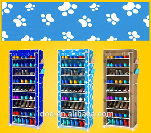 Waterproof Foldable Metal <strong>Shoe</strong> <strong>Rack</strong> Cabinet Easy-to-Assemble Non-Woven Fabric <strong>Storage</strong> with Wooden Frame - Product Image 5