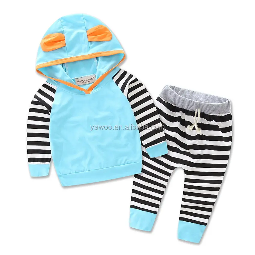 2017 Yawoo neugeborenen baby mädchen kleidung hoodie streifen hosen einkaufen online für kinder kleidung outfits kleidung websites alibaba tuch