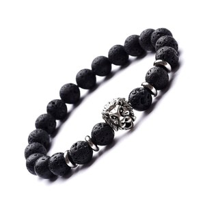 Pulsera <span class=keywords><strong>de</strong></span> plata con piedra <span class=keywords><strong>de</strong></span> Lava, cabeza <span class=keywords><strong>de</strong></span> león, búho, leopardo, <span class=keywords><strong>Spiderman</strong></span>, Perla mate, piedra Natural - Product Image 5
