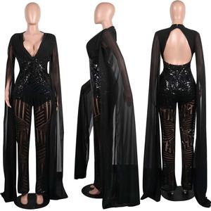Del Manicotto spaccato Sexy di Paillettes Più Il Formato Della Tuta Per Le Donne <span class=keywords><strong>Abbigliamento</strong></span> - Product Image 4