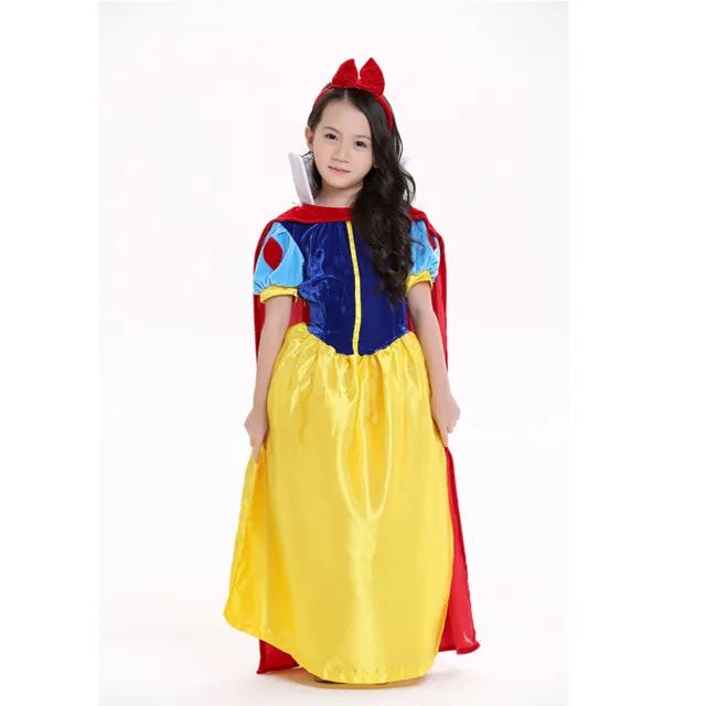 Costume di carnevale di halloween all'ingrosso ragazze costume bianco come la neve vestito operato da principessa, costume bianco neve per bambini