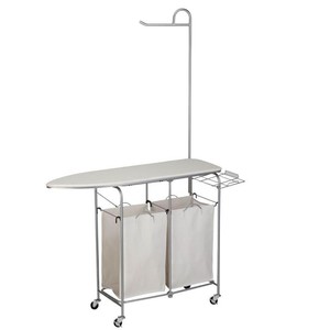 Chariot à linge pliable avec planche à repasser, sacs à linge et 4 roues - Product Image 1