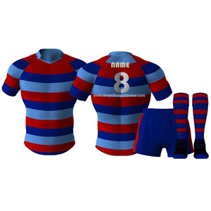 Maillot de <span class=keywords><strong>rugby</strong></span> pour jeunes hommes, ensemble de jersey de l'équipe scolaire personnalisée, avec votre propre logo, 100% polyester, tenue de foot au choix - Product Image 3