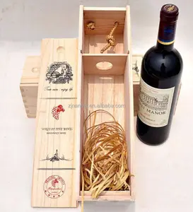 Coffret cadeau en bois avec logo gravé en soie, présentoir de transport de vin