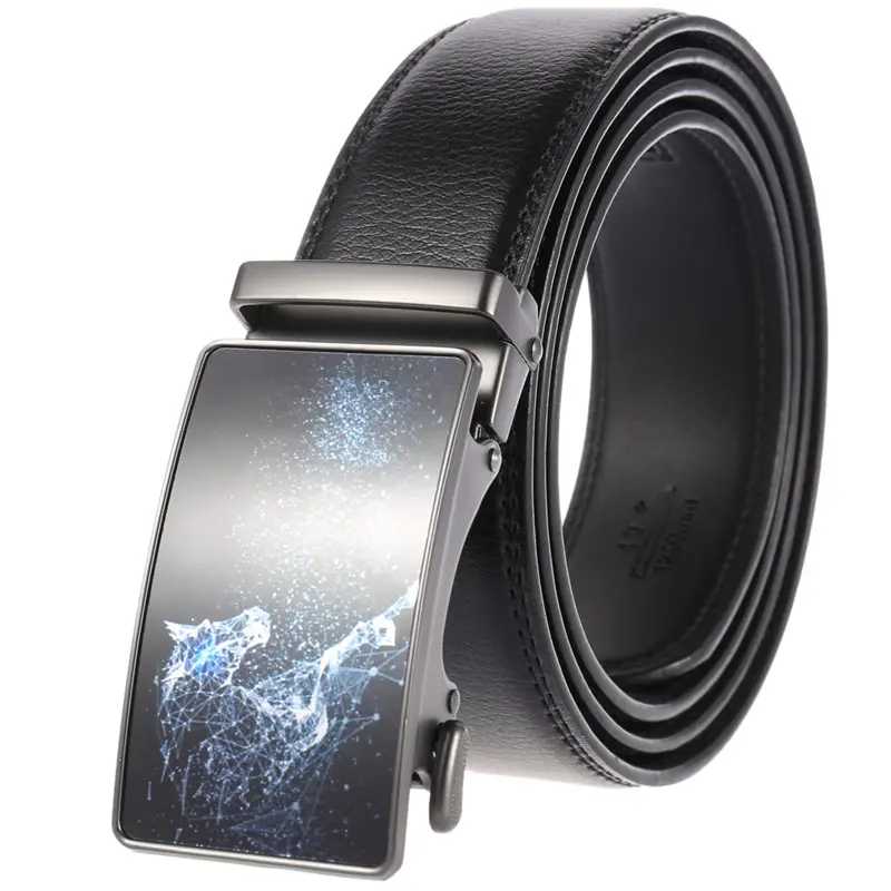 GuangZhou Buckle Automatic Belts For Man Waistband Split Leather Ratchet Belts OEM LQbelt Factory Custom Logo