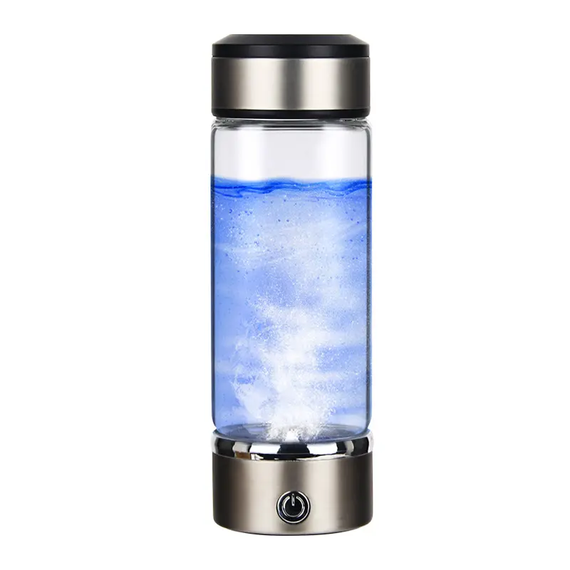 Custom Logo 550Ml Usb Oplaadbare Glas Alkaline Waterstof Water Fles Draagbare