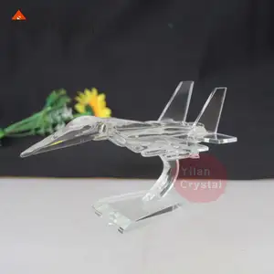 Modello di aeroplano decorativo da combattimento in cristallo trasparente stile antico per oggetti decorativi