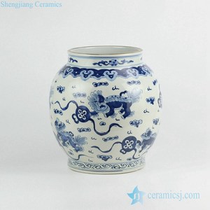 RZKY09 mano de pintura china <span class=keywords><strong>León</strong></span> jugar con bola de seda patrón porcelana urna - Product Image 2