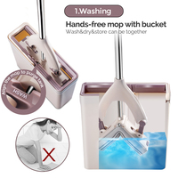 Masthome Roman rouleau éponge tête d'eau squeeze plancher plat nettoyage facile vadrouille et seau ensemble pour cuisine chambre nettoyage