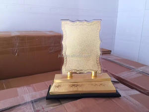 2017 جديد تصميم المملكة العربية السعودية الأسود أكريليك معدن مطلي بالذهب الكأس مع المعادن قاعدة خشبية JKC-014 - Product Image 6