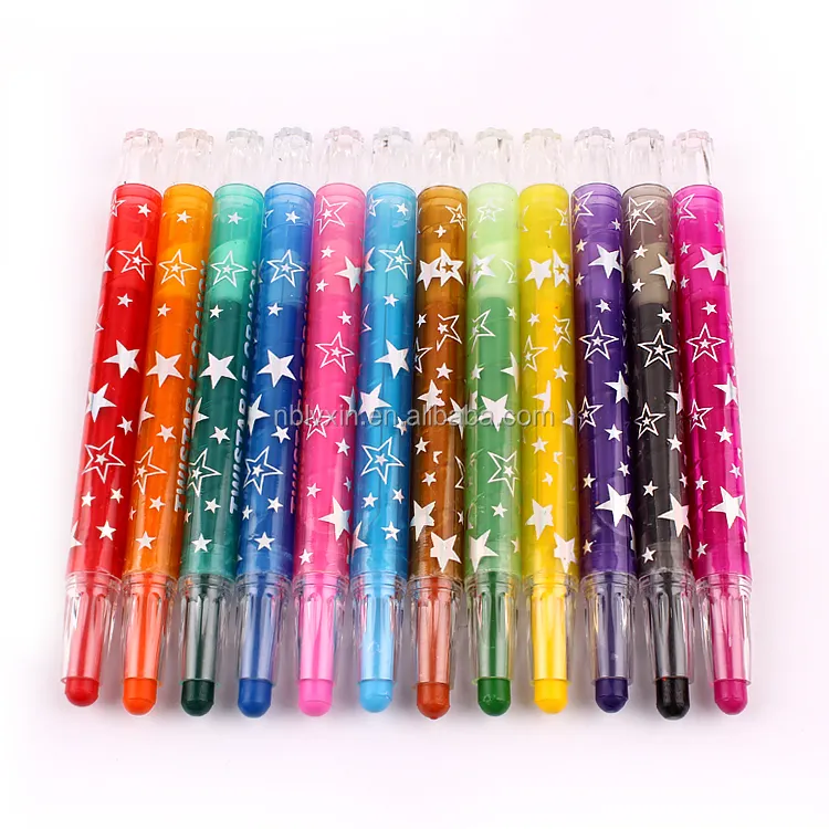 गर्म बिक्री पर्यावरण के अनुकूल बच्चों के लिए घूर्णन बहु रंग पानी आधारित मोम crayons