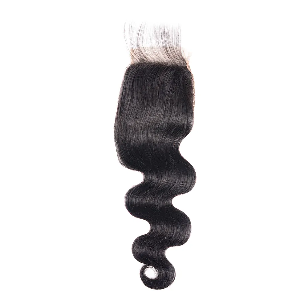 4*4 Hair Weave Closure Human Brazilian Body Wave Style Wave, Natural Black Color Body Wave Hair Closure