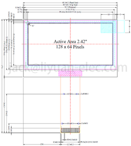 Écran <span class=keywords><strong>lcd</strong></span> oled 2.42 "2.4x64/128x64 cm, 24 broches, résolution 128x64mm, blanc/jaune, SSD1309/SPD0301, FPC tip, connecteur 0.5mm - Product Image 3
