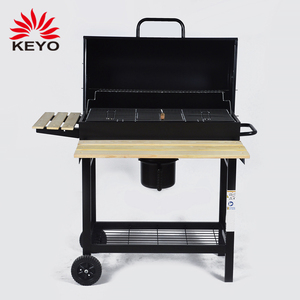 Garden Smoker Outdoor <strong>Barrel</strong> Barbecue Grill Charcoal Grill <strong>Bbq</strong> With Wooden Folding Side Table - Product Image 2