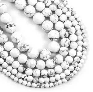 Stone Beads Loose Natural White Howlite Gemstone Round Loose Beads Turquoise Stone Beads For Jewelry Making