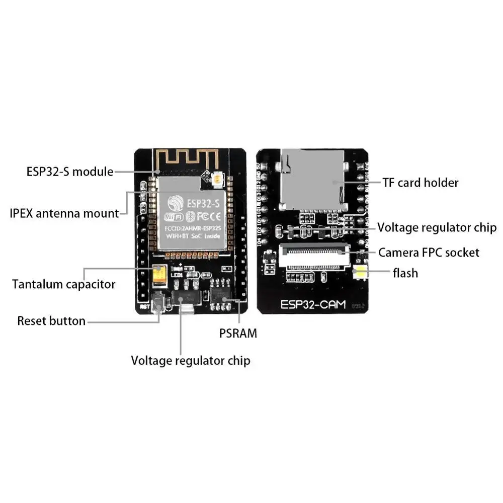 ESP32-CAM WiFi + Blueteeth Module WiFi ESP32 CAM Development Board with Camera Module OV2640 2MP for Arduino, Support Image WiFi