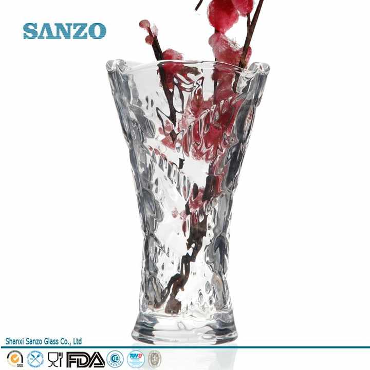 Sanzo Custom Glassware Manufacturer Rectangular clear Glass Vase for Flower Arrangements