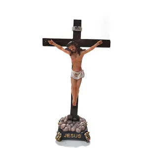 Cruz de jesus, religioso de pendurar na parede, chapela de decoração de casa, estátua de escultura