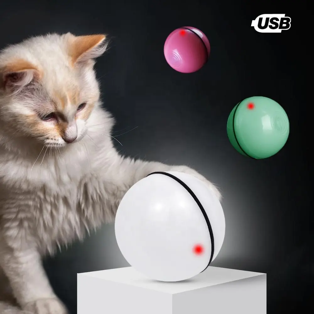 インタラクティブペットおもちゃ自動電動スクロールUSB充電猫おもちゃライトペットチェイスレーザー猫おもちゃボール